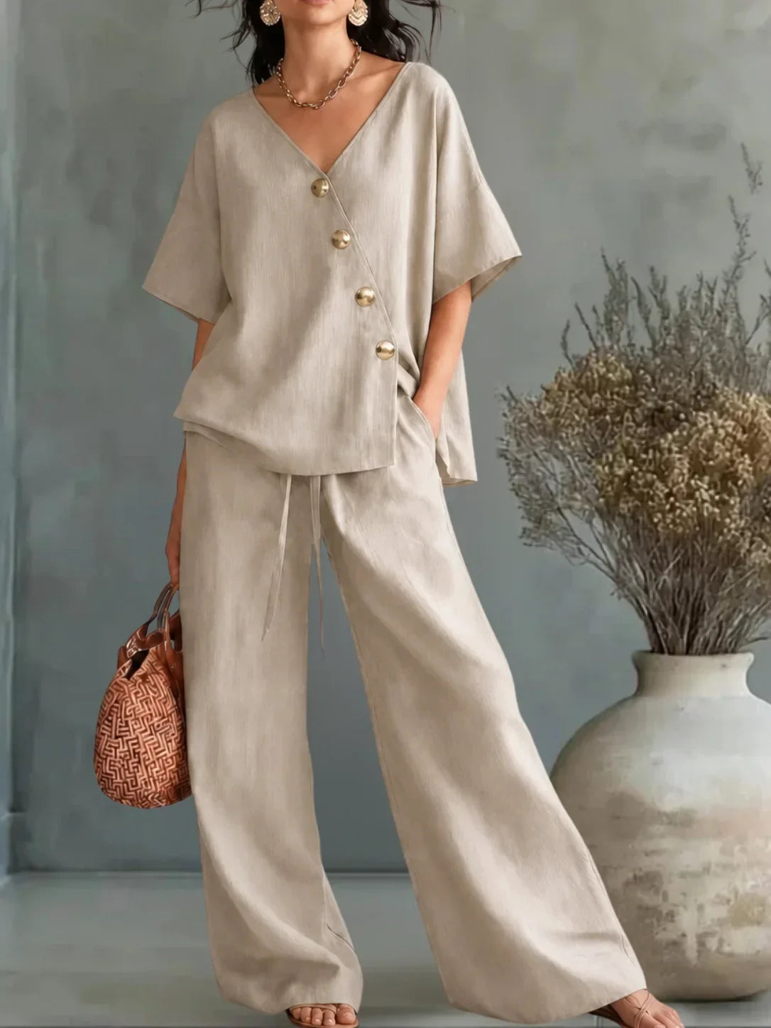 Petronila™ | Conjunto Palazzo con Escote en V