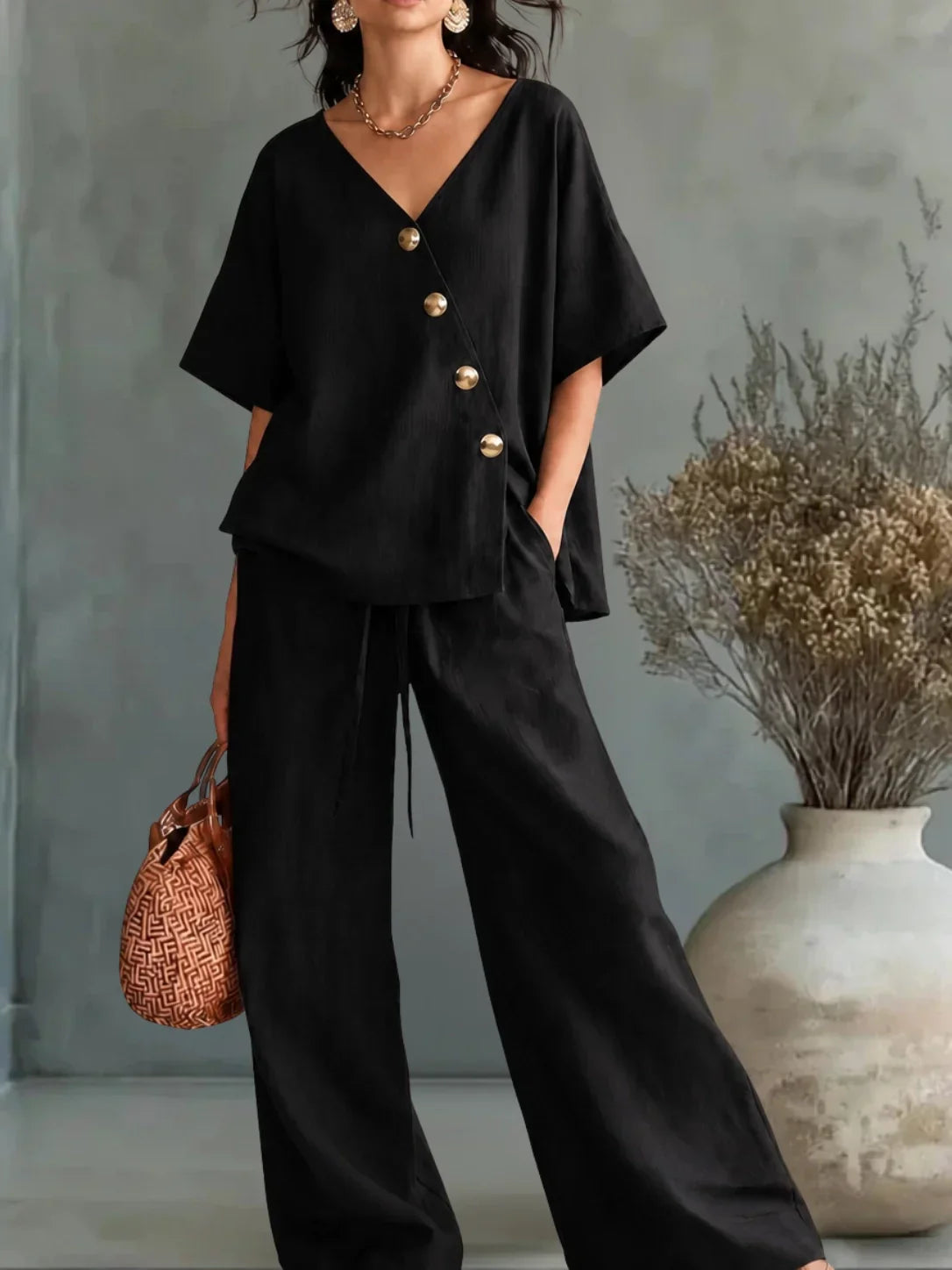 Petronila™ | Conjunto Palazzo con Escote en V