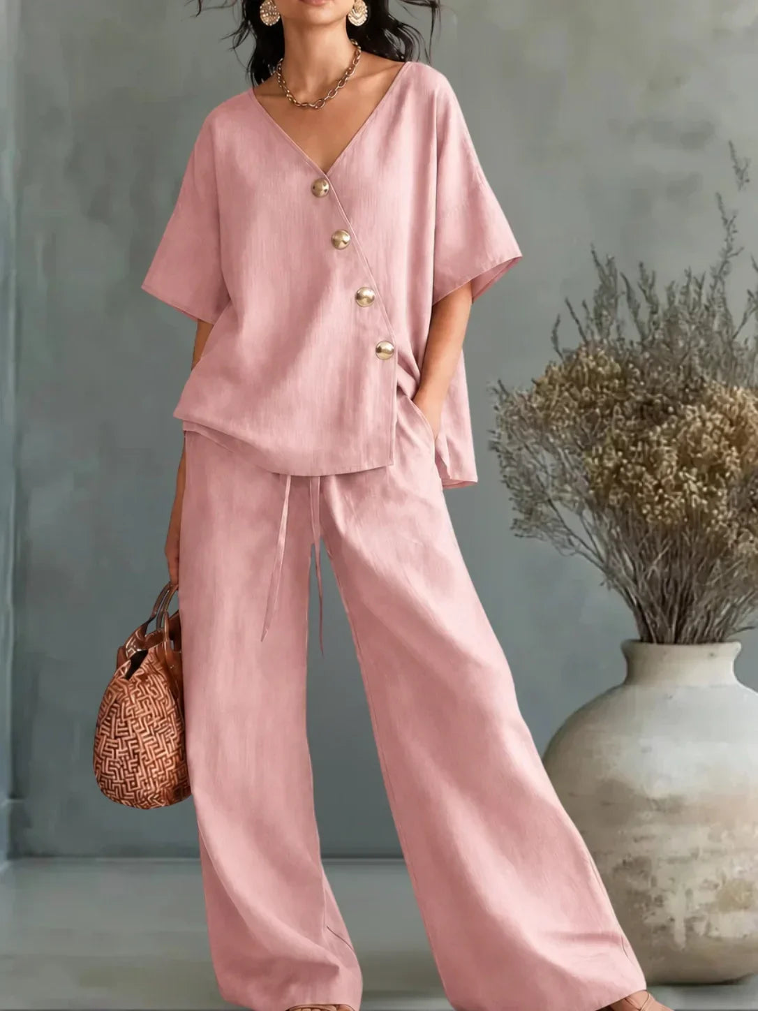 Petronila™ | Conjunto Palazzo con Escote en V