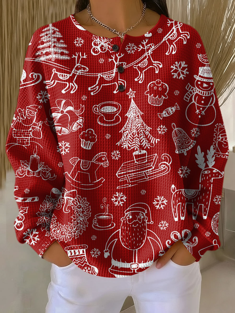 Sara | Jersey navideño rojo con motivos blancos