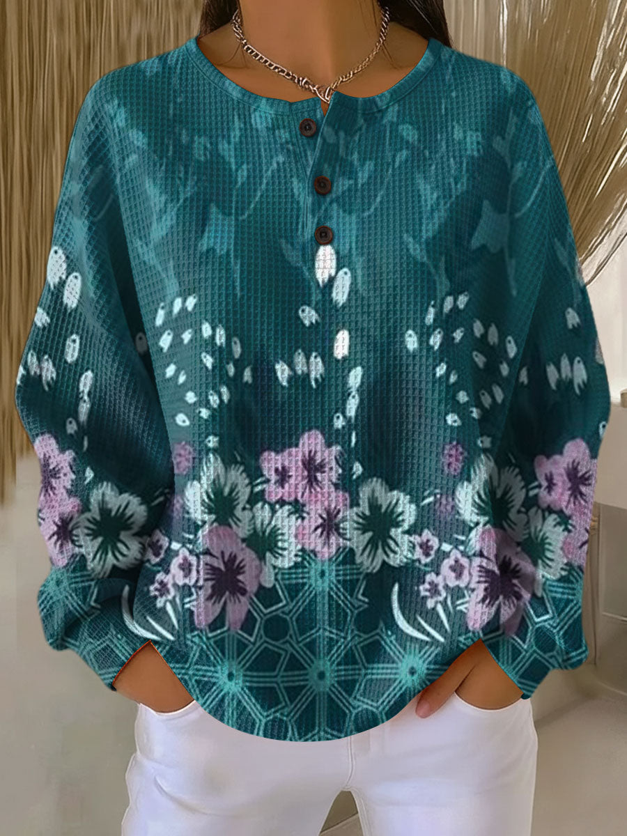 Patricia | Jersey en turquesa con flores