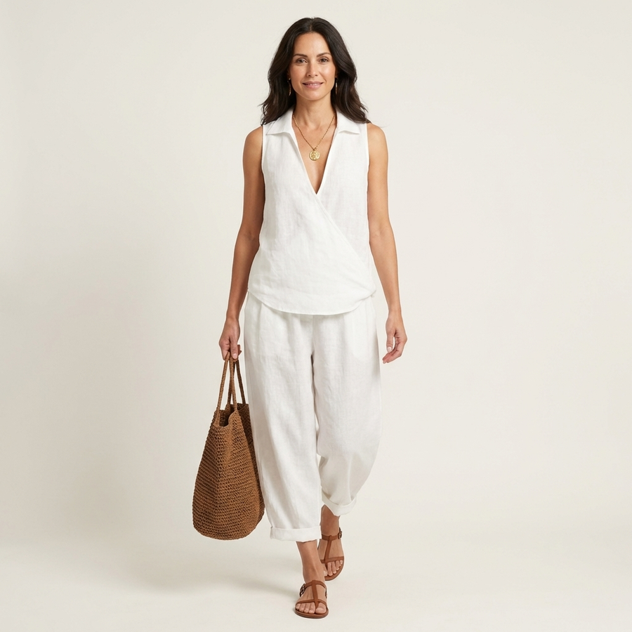 Honorata™ | Conjunto de Top Cruzado y Pantalón Ancho