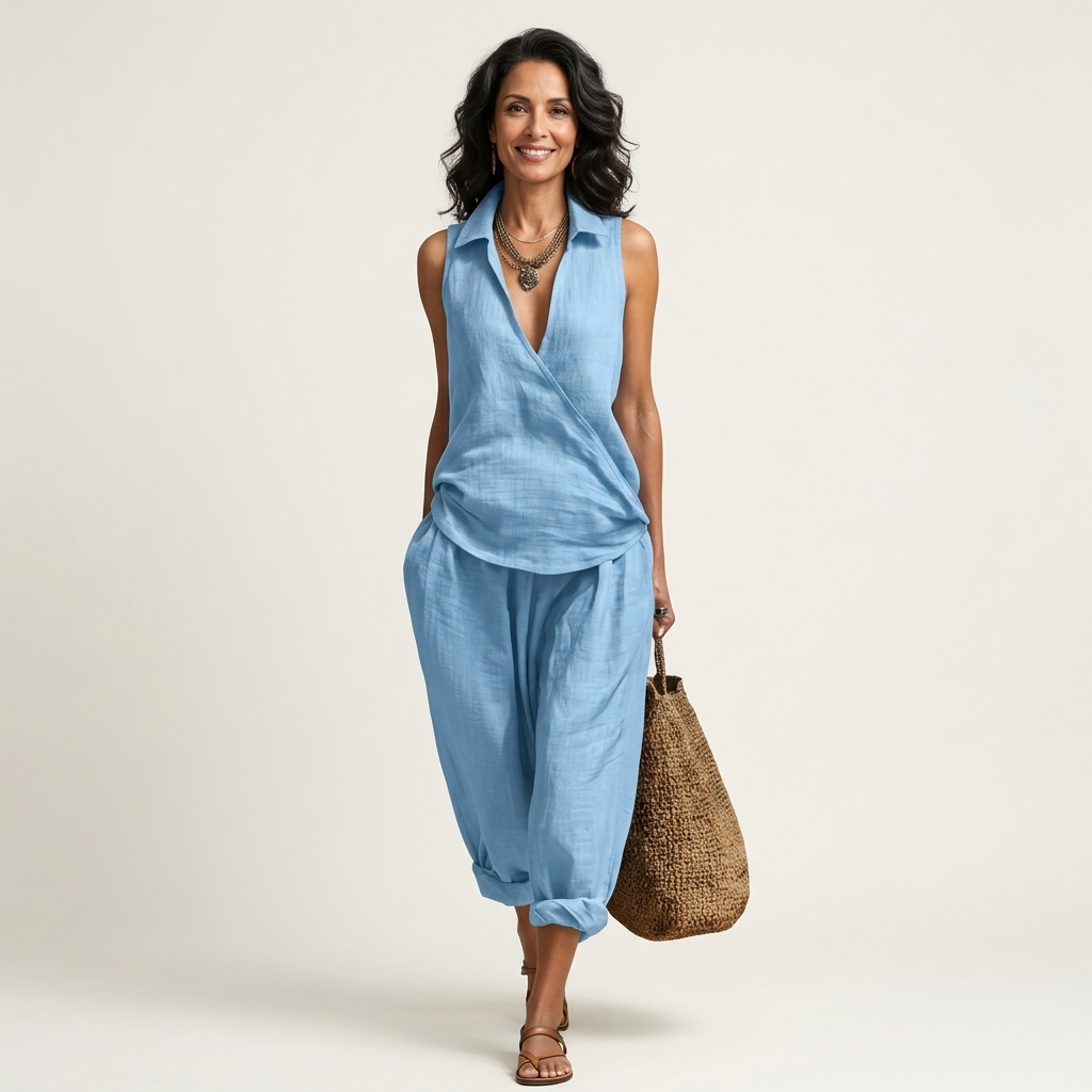 Honorata™ | Conjunto de Top Cruzado y Pantalón Ancho