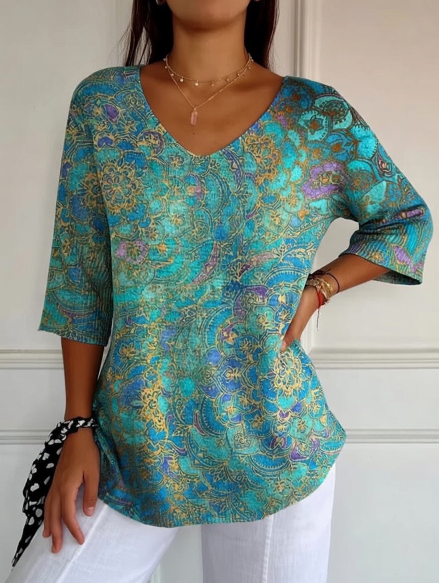 Bruna | Blusa fluida elegante con estampado refinado
